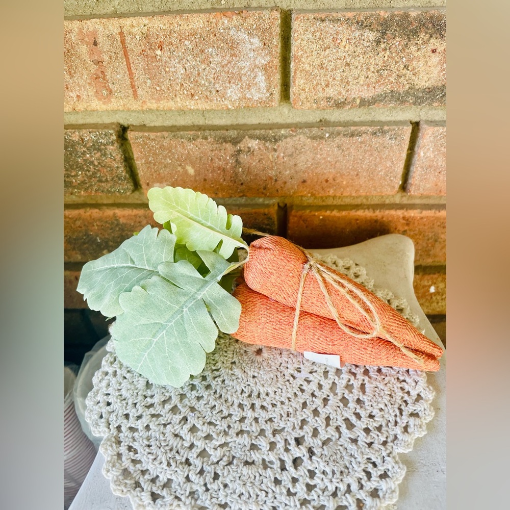 *Herringbone Orange Fabric Carrots 3/Set